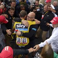 Sir Dave Brailsford and Chris Froome celebrate Tour de France success