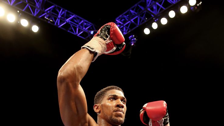 LONDON, ENGLAND - OCTOBER 11:  Anthony Joshua celebrates his victory over Denis Bakhtov during their Vacant WBC International Heavyweight Championship bout