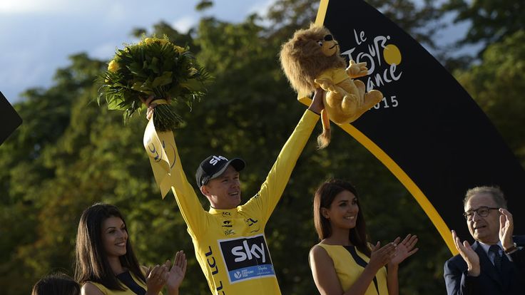 Tour de France 2015's winner Great Britain's Christopher Froome celebrates his victory on the podium