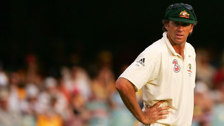BRISBANE, AUSTRALIA - NOVEMBER 26:  Glenn McGrath of Australia looks on from the outfield during day four of the first Ashes Test Match between Australia a