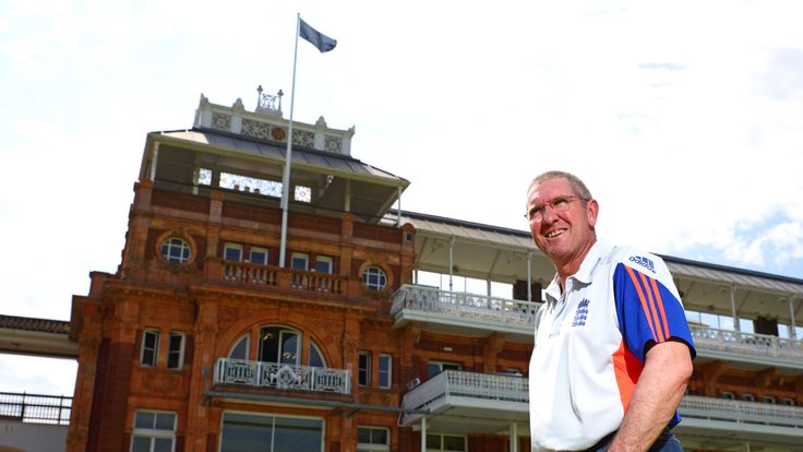 LONDON, ENGLAND - JULY 01:  New England Coach Trevor Bayliss poses for a portrait in front of the pavilion during a Press Conference at Lord's Cricket Grou