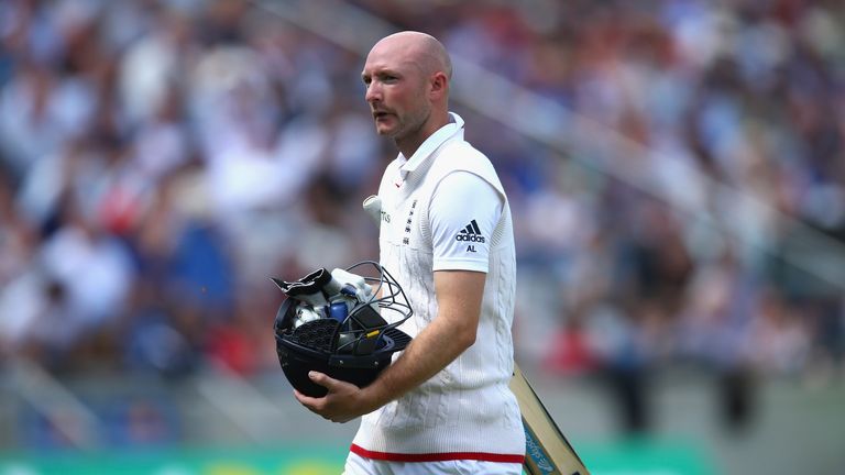 Adam Lyth of England looks dejected