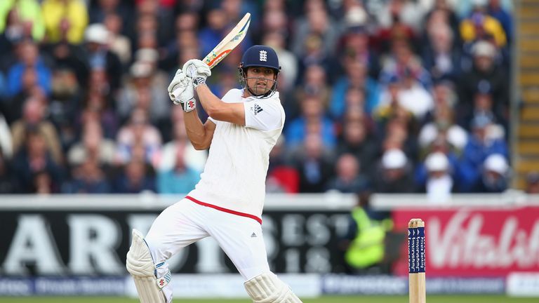 Alastair Cook unleashes a square cut at Edgbaston