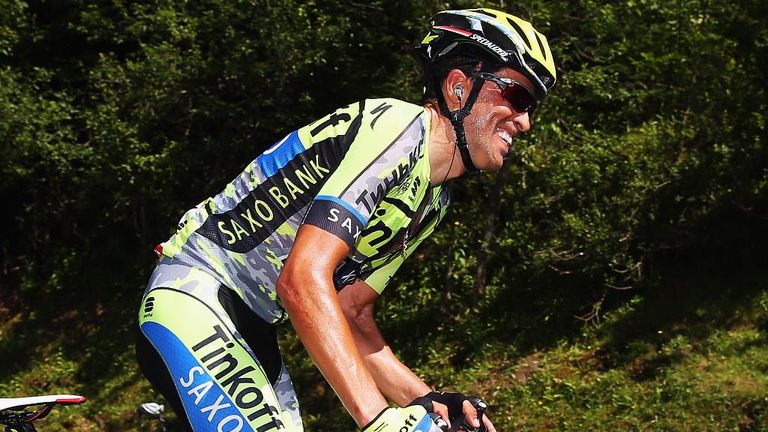 Alberto Contador in action during stage ten of the 2015 Tour de France, a 167km stage between Tarbes and La Pierre Saint-Martin