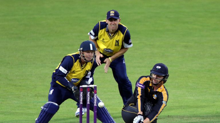 Yorkshire's Alex Lees Plays a sweep shot during the NatWest T20 blast between Yorkshire Vikings and Birmingham Bears at Headingley
