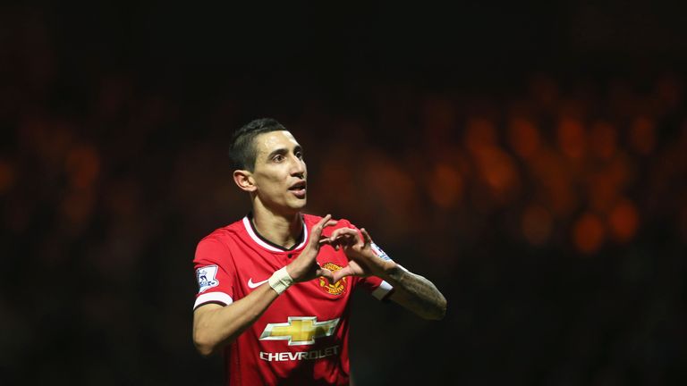 Angel Di Maria of Manchester United celebrates