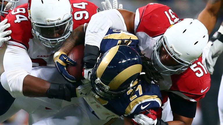 Kevin Minter (51) and the Cardinals linebackers will work with Jen Welter during pre-season