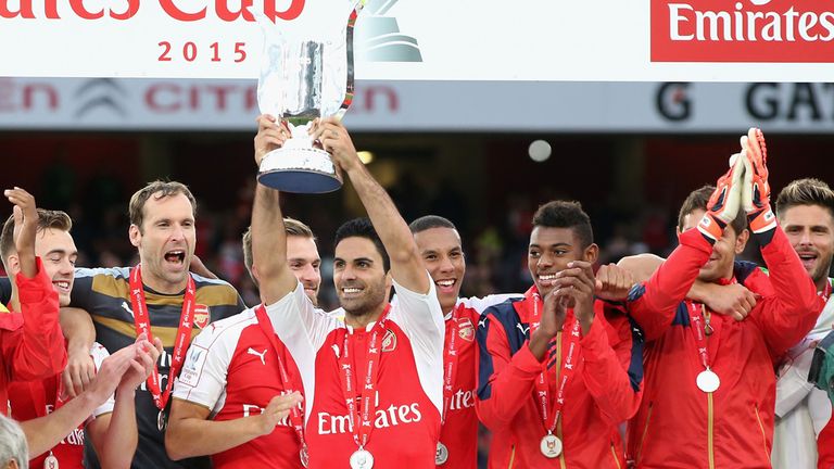 Mikel Arteta: Arsenal captain raises the Emirates Cup