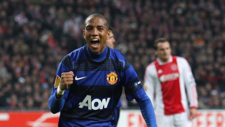 Ashley Young, Manchester United v Ajax at Amsterdam Arena on February 16, 2012 in Amsterdam, Netherlands.