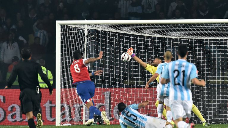 Paraguay's forward Lucas Barrios made it 2-1