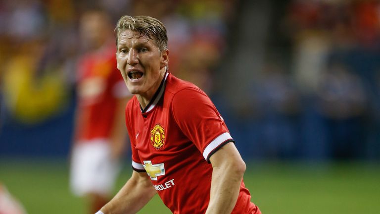 Bastian Schweinsteiger made his Manchester United debut as a second-half substitute