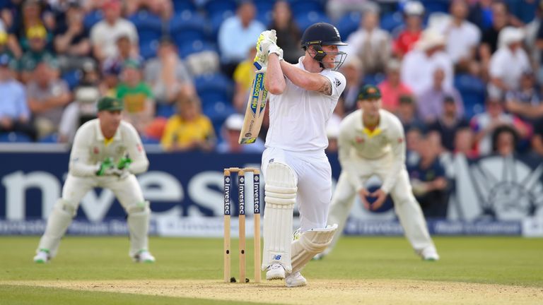 England batsman Ben Stokes cuts a ball to the boundary