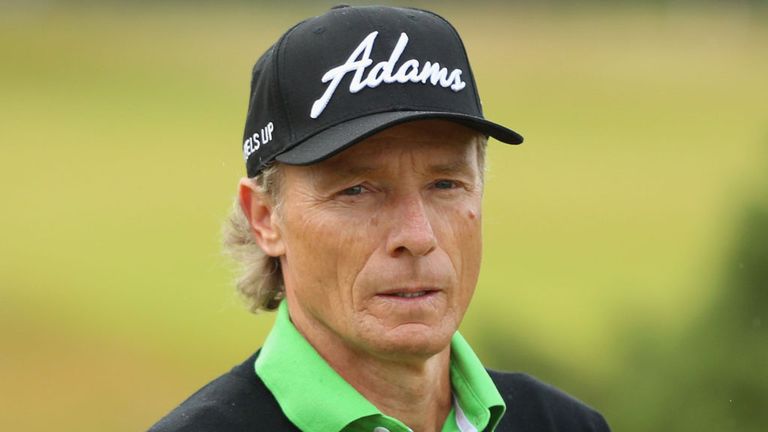 Bernhard Langer of Germany look on the 5th hole during the final round of the 144th Open Championship at The Old Course
