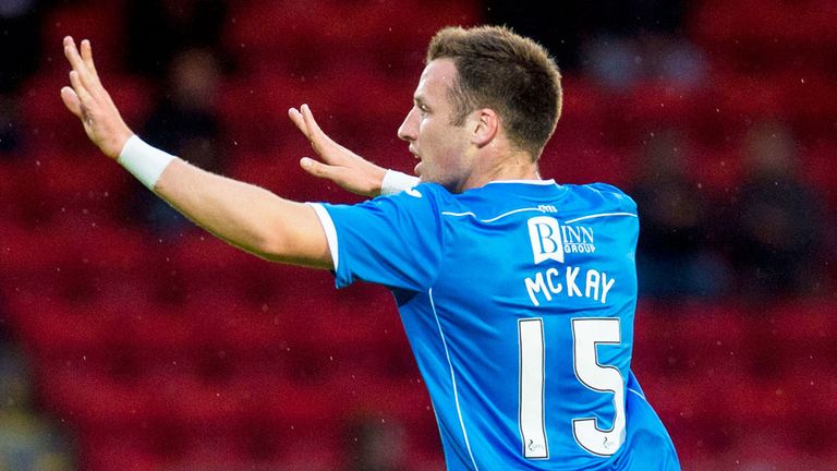 Brad McKay celebrates after scoring for St Johnstone