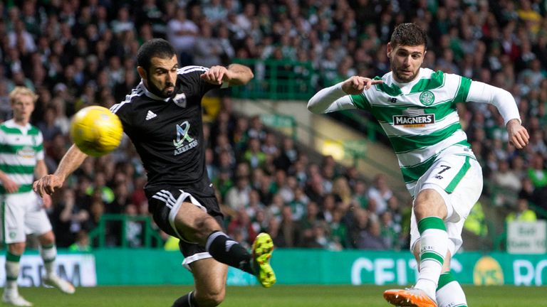 Celtic's Nadir Ciftci has a shot on goal during the UEFA Champions League third round qualifying match at Celtic Park, Glasgow.