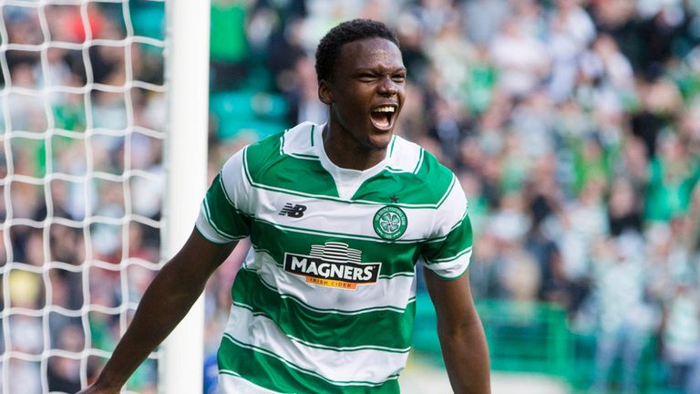 Celtic's Dedryck Boyata celebrates scoring his side's first goal