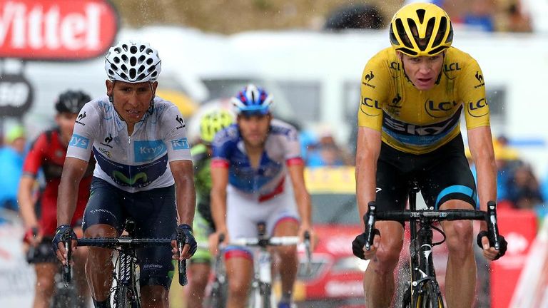 Chris Froome, Nairo Quintana during stage twelve of the 2015 Tour de France, a 195 km stage between Lannemezan and Plateau de Beille