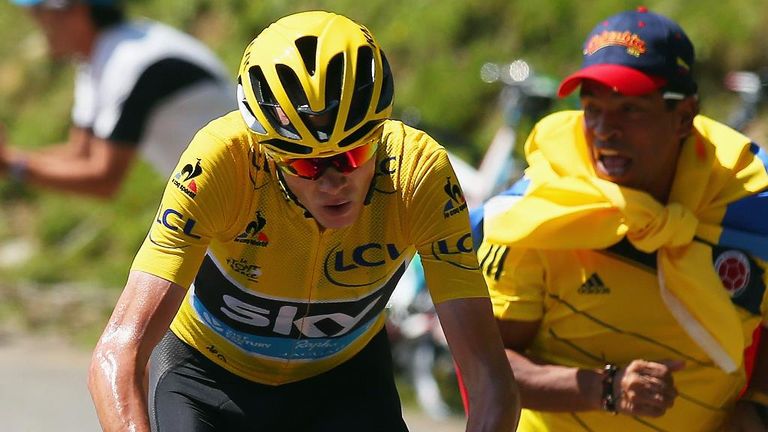 Chris Froome in action during stage ten of the 2015 Tour de France, a 167km stage between Tarbes and La Pierre Saint-Martin