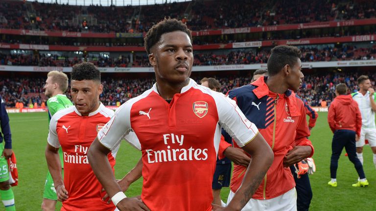  Chuba Akpom of Arsenal after the match between Arsenal and Wolfsburg 