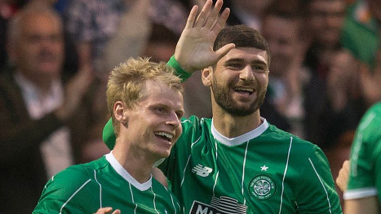 Nadri Ciftci (right) celebrates after setting up Gary Mackay-Steven for the goal