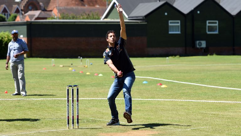 Daniel Ricciardo gets some bowling practice in