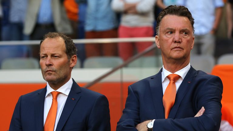 Louis van Gaal (right) worked with Danny Blind with the Netherlands at last year's World Cup