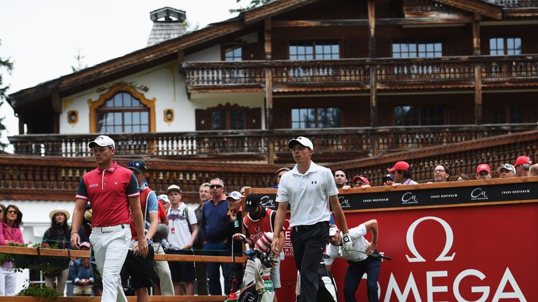 CRANS-MONTANA, SWITZERLAND - JULY 26:  Danny Willett of England walks with Matthew Fitzpatrick of England during the final round of the Omega European Mast