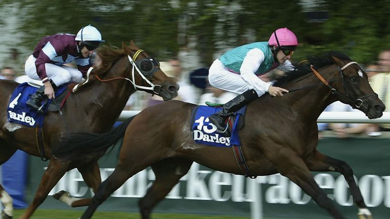 Richard Hughes and Oasis Dream lead the Australian trained Choisir and Johnny Murtagh home to land The Darley July Cup 2003
