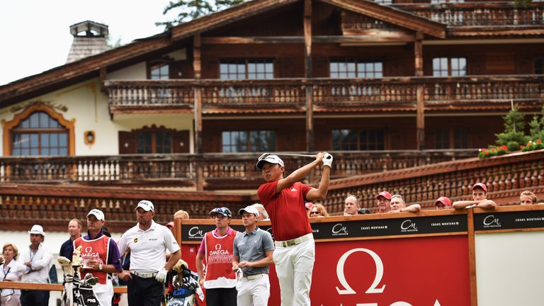 David Lipsky of USA plays a shot during the second round of the Omega European Masters at Crans-sur-Sierre Golf Club