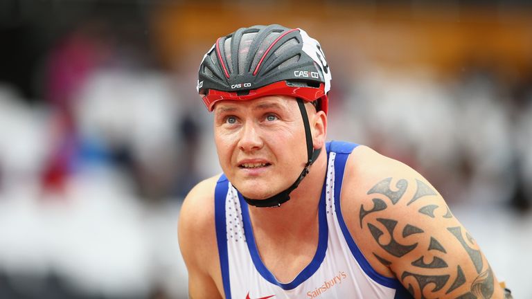 David Weir looks on prior to the start of the Men's 1500m T54 race during day three of the Sainsbury's Anniversary Games at the Olympic Stadium