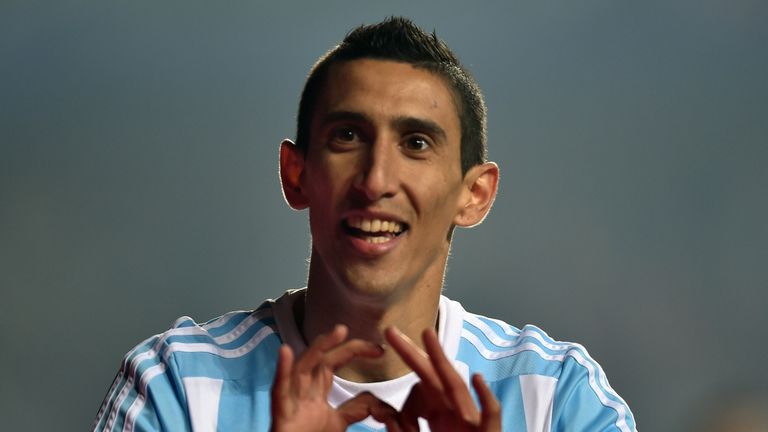 Argentina's forward Angel Di Maria celebrates