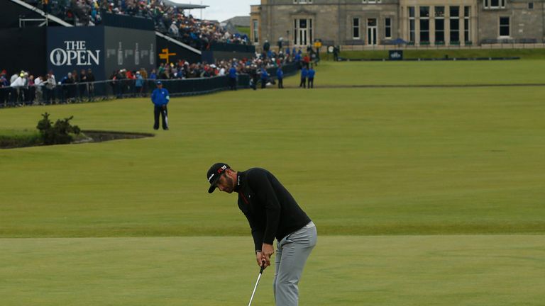 USA's Dustin Johnson on the 1st green during day four of The Open Championship 2015 at St Andrews, Fife.