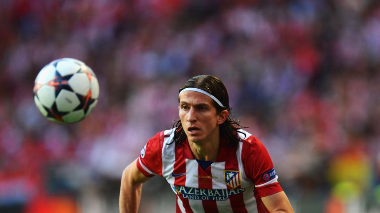 LISBON, PORTUGAL - MAY 24:  Filipe Luis of Club Atletico de Madrid in action during the UEFA Champions League Final between Real Madrid and Atletico de Mad