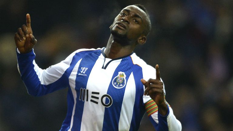 Porto's Colombian forward Jackson Martinez celebrates after scoring a goal v FC Pacos de Ferreira