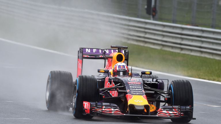 Pierre Gasly in action in the rain during the Austrian test