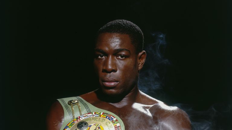 NOVEMBER:  (FILE PHOTO)  Nov 1995:  World Boxing Council heavyweight champion Frank Bruno of Great Britain poses with the WBC belt in this moody studio por