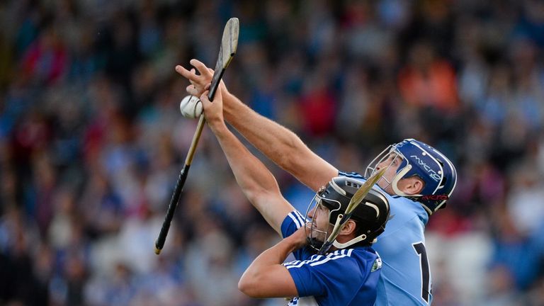 Laois' John Delaney in action against Conal Keaney of Dublin. 