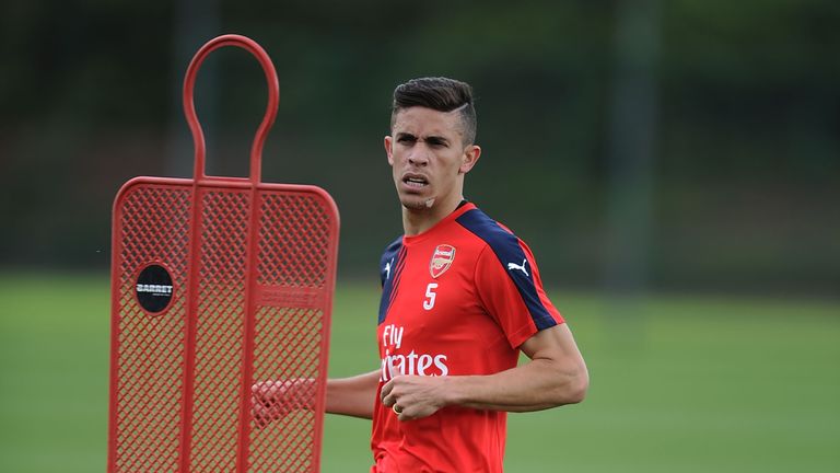 Gabriel of Arsenal during a training session at London Colney on July 7, 2015 in St Albans, England. 