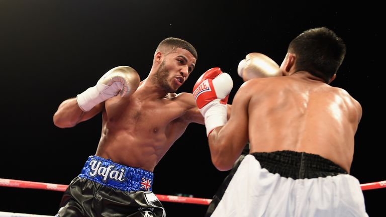 Gamal Yafai (Black Shorts) in action as he beats Arnold Solano