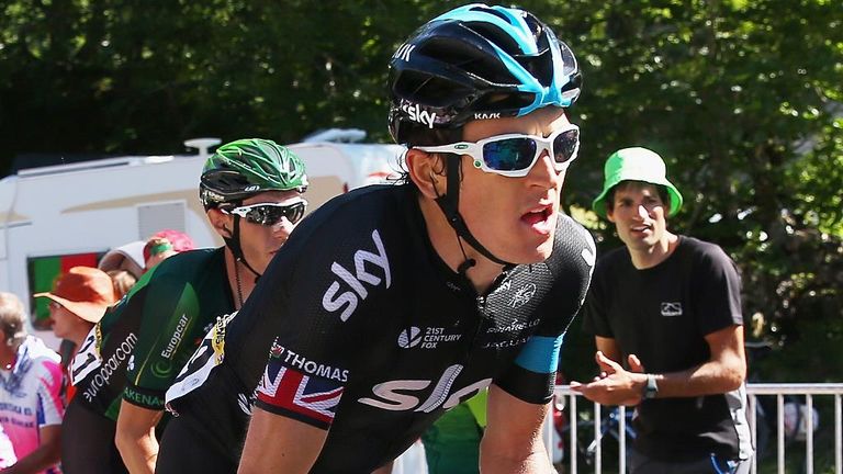 Geraint Thomas in action during stage ten of the 2015 Tour de France, a 167km stage between Tarbes and La Pierre Saint-Martin