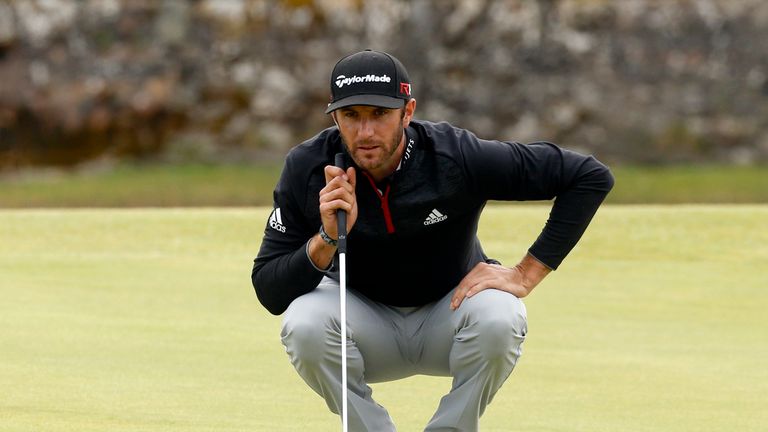 USA's Dustin Johnson lines up a putt during day four of The Open Championship 2015 at St Andrews, Fife.