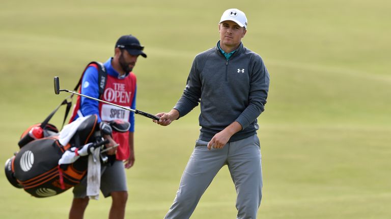 USA's Jordan Spieth celebrates on the 18th green during day four of The Open Championship 2015 at St Andrews, Fife.