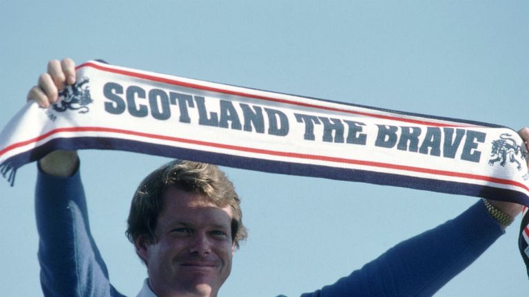 Tom Watson of the USA celebrates after winning the British Open played at Royal Troon in Scotland