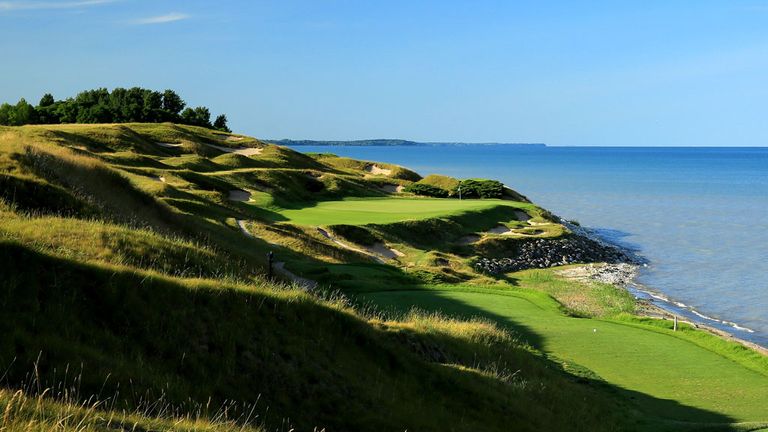 The seventh is a beautiful par-three on the banks of Lake Michigan