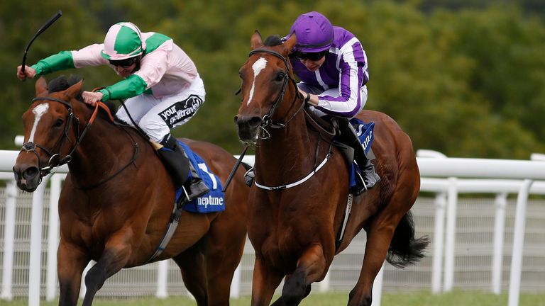 Joseph O'Brien rides Highland Reel to victory in the Neptune Investment Management Gordon Stakes at Goodwood