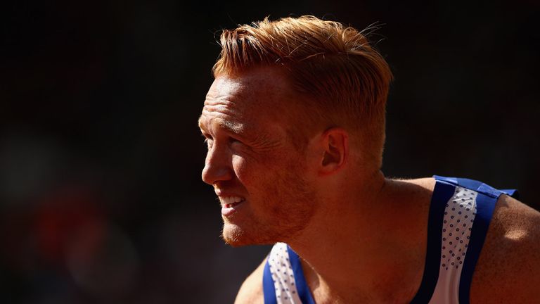 LONDON, ENGLAND - JULY 25:  Greg Rutherford of Great Britain looks on whilst competing in the Mens Long Jump during day two of the Sainsbury's Anniversary 