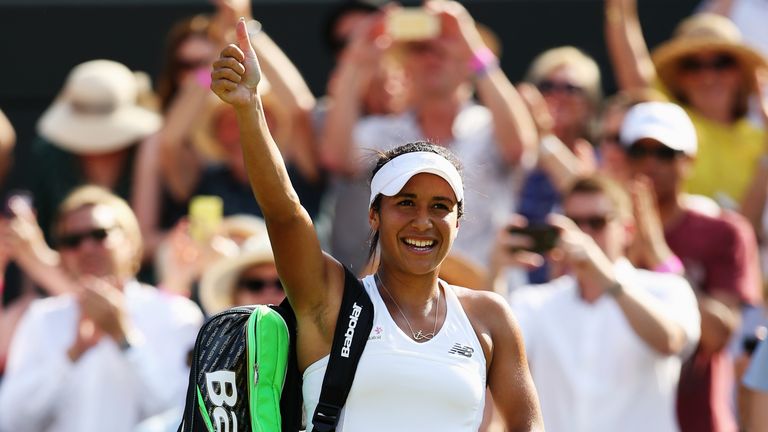 Heather Watson acknowledges the crowd