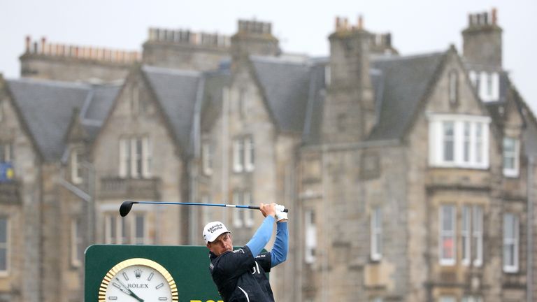 Henrik Stenson tees off on the second hole during a practice round at St Andrews