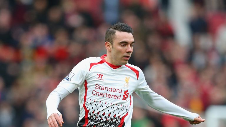 MANCHESTER, ENGLAND - MARCH 16:  Iago Aspas of Liverpool in action during the Barclays Premier League match between Manchester United and Liverpool at Old 