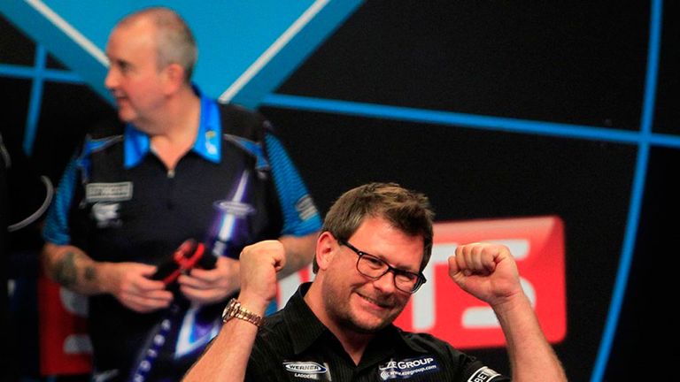 James Wade is a happy man after defeating Phil Taylor in the World Matchplay